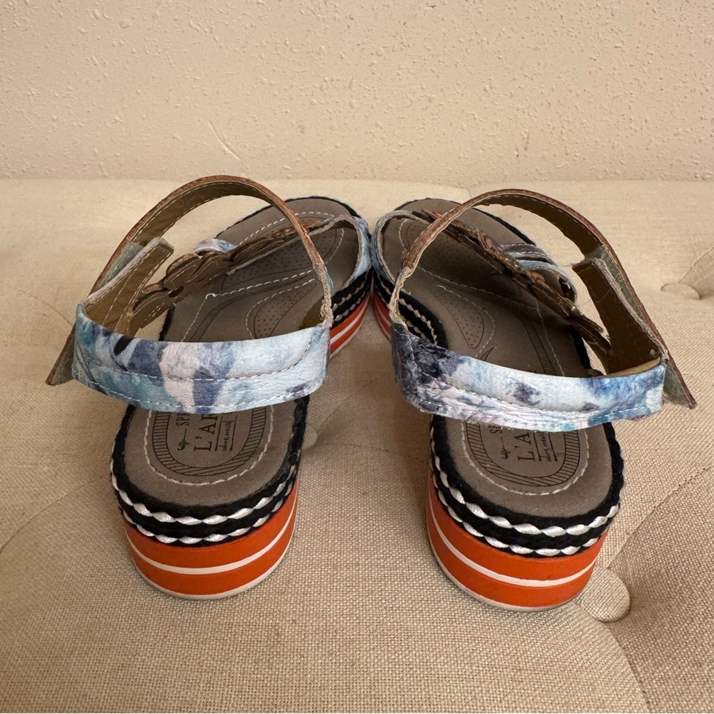 L'ATISTE Multicolor Floral Platform Sandals - Blue, Orange, Pink - Picture 4 of 12